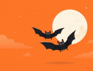 halloween moon with bats