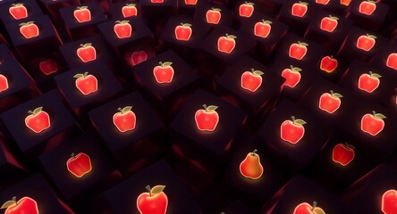 Find your unique path with glowing apple icons, stand out from the crowd, be an innovator with vibrant creativity