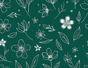 Floral Pattern Design on Teal Background.