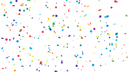 Vibrant Rainbow Confetti Falling on White Background. Festive Celebration, Party Decor, and Joyful Occasion Pattern.
