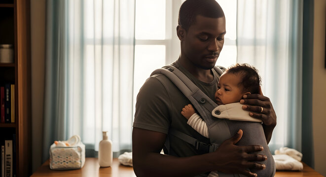 Affectionate Dad Nurturing Newborn Infant Home Bonding Moments Cherishing Fatherhood Responsibilities Promoting Healthy Family Life Nurturing Future Generations