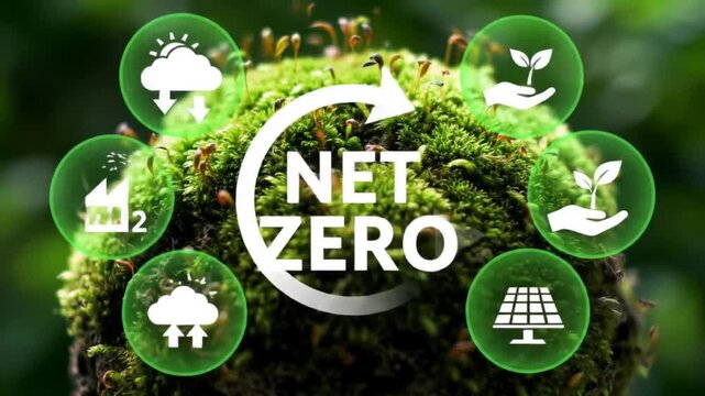 Net Zero Concept Sustainable Energy Carbon Neutrality Animation