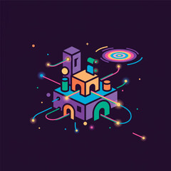 Fototapeta premium Minimalist Whimsical Abstract Escapism Vector Illustration