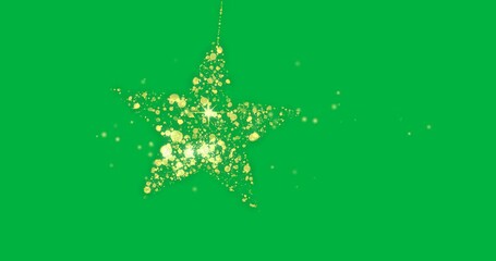 Animation of golden christmas decorations over transparent background