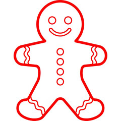 Christmas Gingerbread Man Outline red