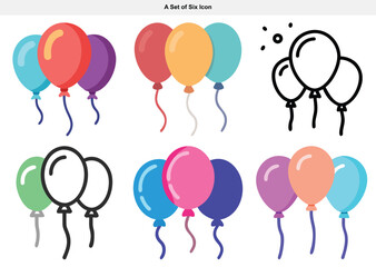 Festive Balloon Graphics Celebratory Icons and Whimsical Party Decorations