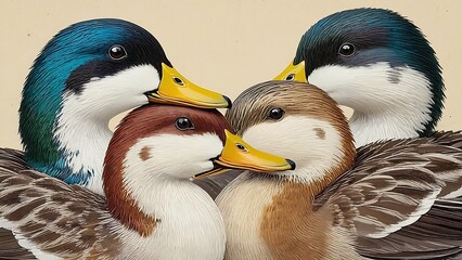 Four Colorful Ducks