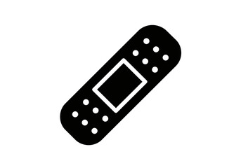 Black Bandage Icon with White Outline and Perforated Holes.