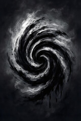 Vortex: Grayscale Chaotic Gyre, Destiny: Inevitable Spiral Path, Conflict: Gritty Convoluted Tension, Focus: Concentric Intense Attraction, Gravity: Intense Centripetal 