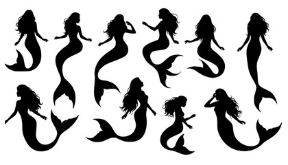 Naklejka premium Silhouette of mermaid 