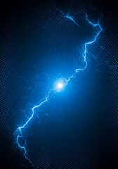 A bright blue lightning bolt crackles across a dark, textured background with a subtle dotted pattern.