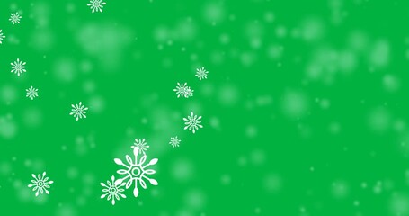Animation of white snowflakes and light spots falling on transparent background - Powered by Adobe