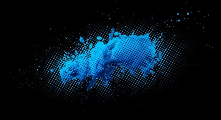 Vibrant blue powder explosion against a dark background, creating a dynamic visual effect.
