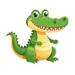 Fototapeta premium Cartoon Crocodile with Big Eyes Smiling and Standing