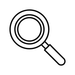 Simple outline icon of a magnifying glass on a black background representing search discovery investigation and analysis concepts