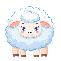Cute Cartoon Sheep with Fluffy Wool