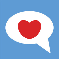 Symbolizing Empathy. Emotional Support, Mental Health. Red heart in speech bubble