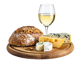 Wine glass with cheese platter props 
