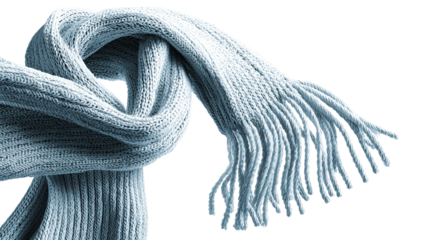Knitted Scarf with Fringe Detail Modern Winter Accessory Elegant Style on Transparent Background