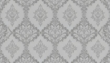 Elegant Gray Damask Floral Pattern Background &ndash; Luxury Vintage Ornamental Wallpaper Texture for Interior Design, Digital Printing, Fabric, and Decorative Use