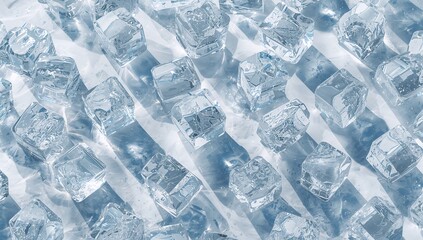 Cool Cubes: Capturing the crispness of ice, a close-up perspective reveals a grid of crystalline cubes.