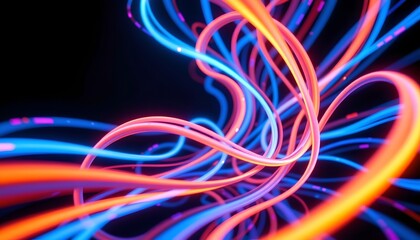 Futuristic Neon Lines Abstract Digital