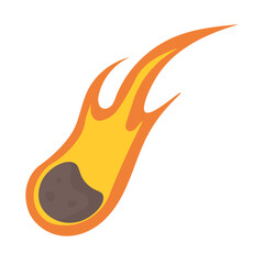 Cartoon Comet with Flames Illustration