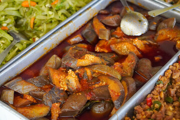 Traditional Rames, captured on October 2, 2025. Mixed rice with a variety of side dishes including vegetables, proteins, and sauces, colorful and flavorful presentation, authentic Indonesian cuisine v