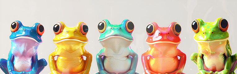 Bright green frog with big red eyes staring curiously