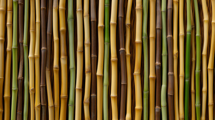 Fototapeta premium Close-up of vibrant green bamboo stalks creating a natural textured background. 