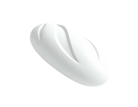 3D-rendered baguette, white on black. Long, oval bread with 3 score marks