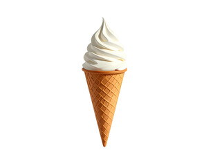 A delicious soft-serve ice cream cone, creamy white swirls in a crisp waffle cone