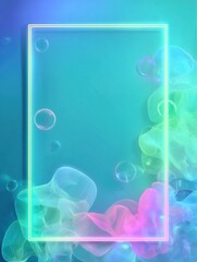 Colorful Abstract Background With Vibrant Bubbles and Fluid Textures in Blue, Green, and Pink Tones