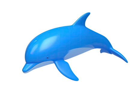 A vibrant, glossy blue dolphin leaps gracefully against a stark black backdrop - Powered by Adobe