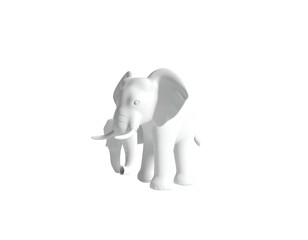 Fototapeta premium A white, 3D-rendered elephant stands on a stark black background