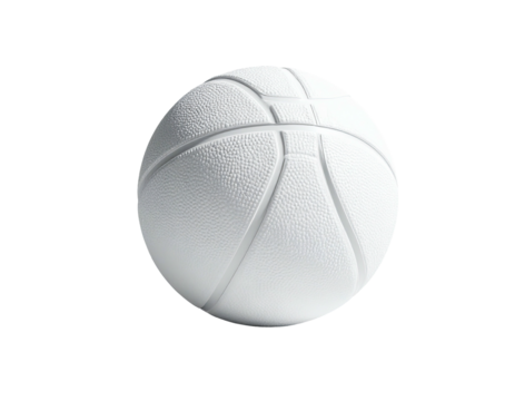 A white basketball floats in the darkness, showcasing seams and textured surface - Powered by Adobe
