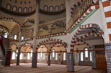 Türkiye, Side, August 23, 2025 Fatih Camii Mosque in Side, interior of the mosque