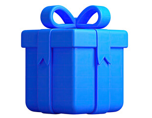 A vibrant, blue gift box with a matching ribbon and bow