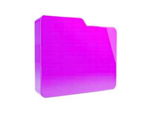 3D rendered shiny magenta file folder isolated on a black background