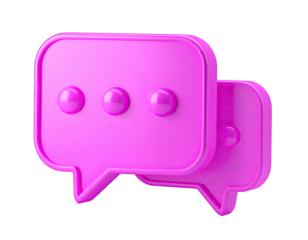 Pink 3D speech bubble icons overlapping, suggesting conversation or message