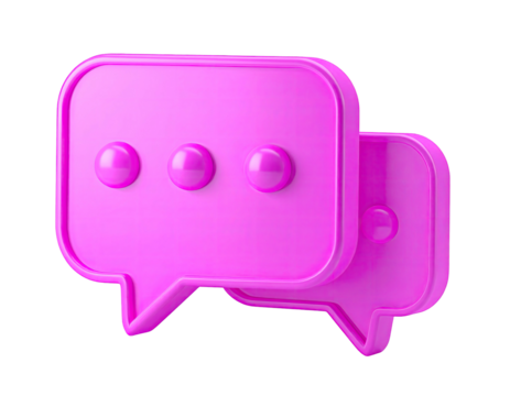 Pink 3D speech bubble icons overlapping, suggesting conversation or message