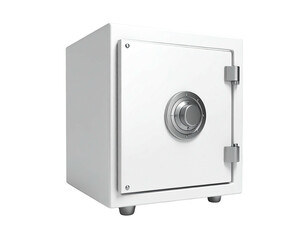 3D rendered close-up of a white, secure box with a combination lock