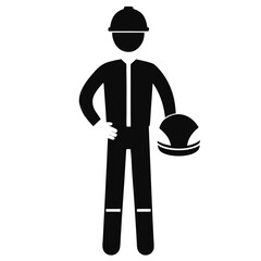 Construction worker holding hard hat silhouette