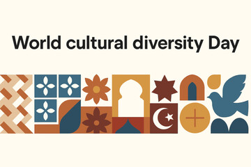 Iconic Symbols Banner for World Cultural Diversity Day