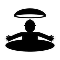 Abstract silhouette of a person under a dome silhouette