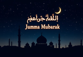 Mosque silhouette under starry night sky