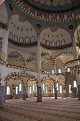 Türkiye, Side, August 23, 2025 Fatih Camii Mosque in Side, interior of the mosque