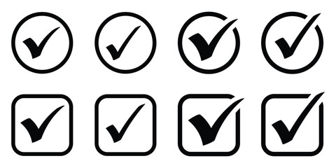 Checkmark icon on white background. Tick mark with checkbox icon. Checkmark sign for app, ui, website. Vector illustration. EPS 10