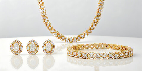 pearl necklace on white background