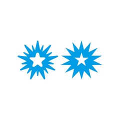 Obraz premium Two starburst symbols in blue on a white background vector
